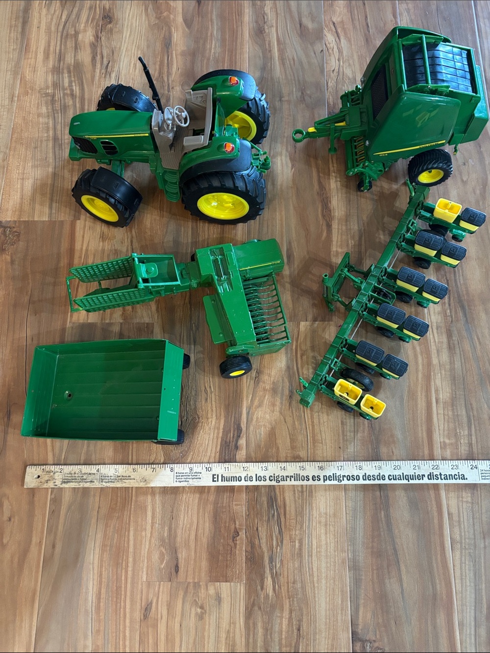 John Deere Green and Yellow Toy Tractor Set with Planter and Wagon & More